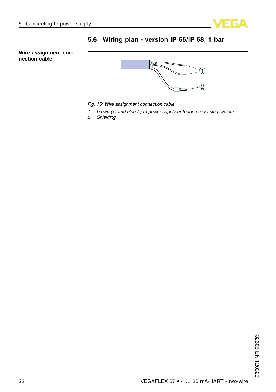6 wiring plan – version ip66/ip68, 1bar | VEGA VEGAFLEX 67 (-40…+150°C PFA insulated) 4 … 20 mA_HART two-wire User Manual | Page 22 / 60