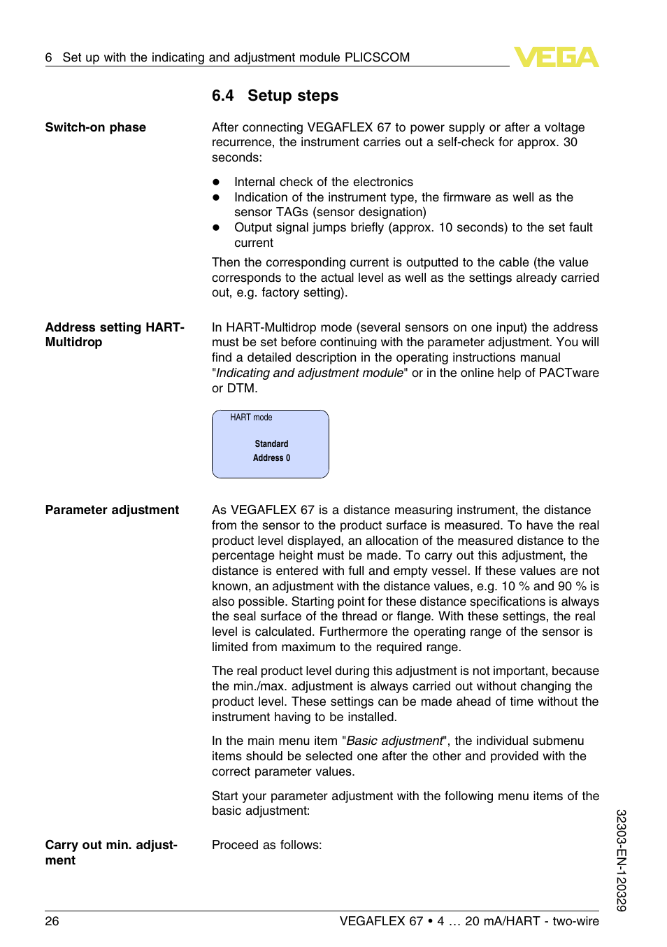 4 setup steps | VEGA VEGAFLEX 67 (-40…+150°C PFA insulated) 4 … 20 mA_HART two-wire User Manual | Page 26 / 60