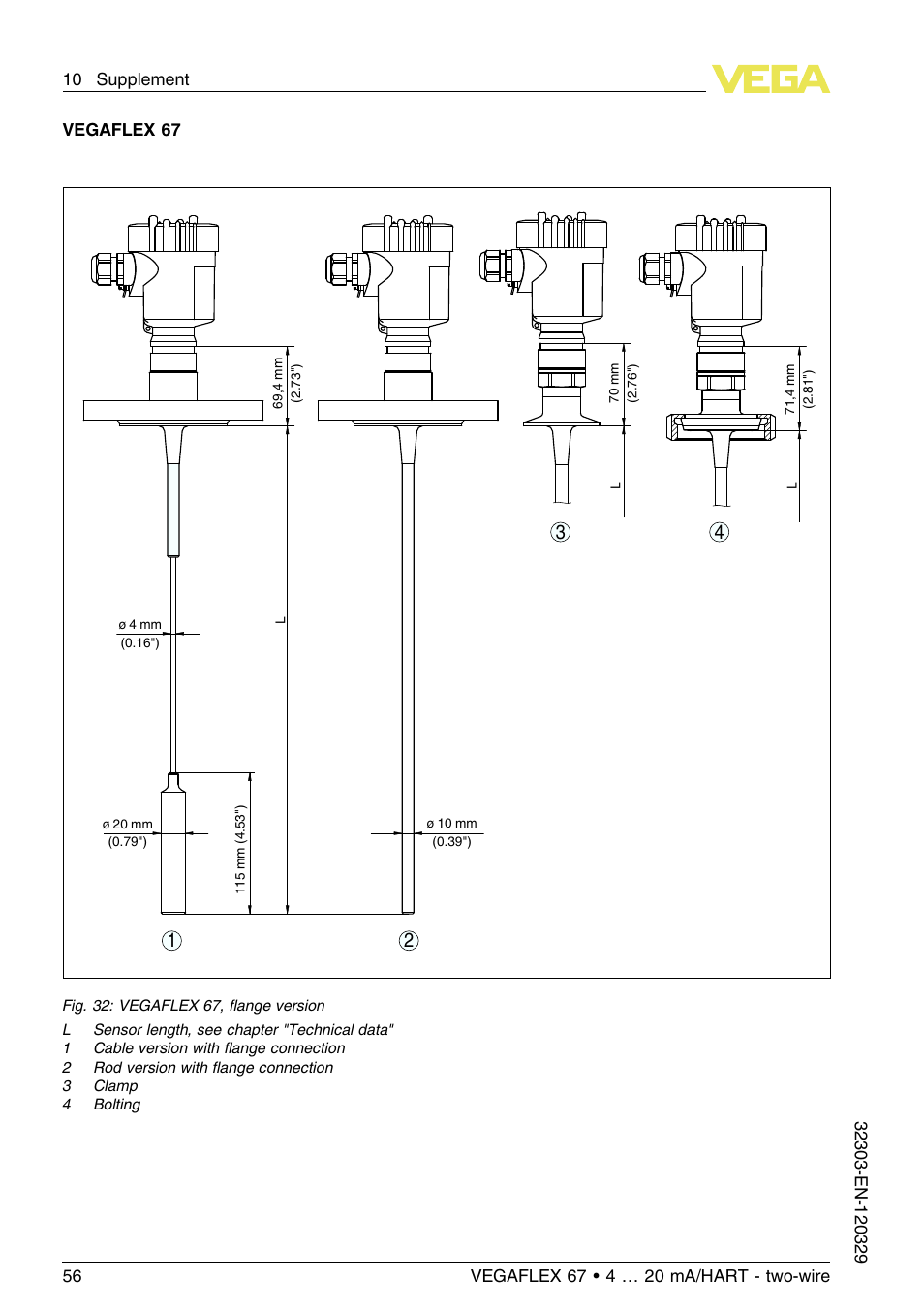 Vegaflex 67 | VEGA VEGAFLEX 67 (-40…+150°C PFA insulated) 4 … 20 mA_HART two-wire User Manual | Page 56 / 60