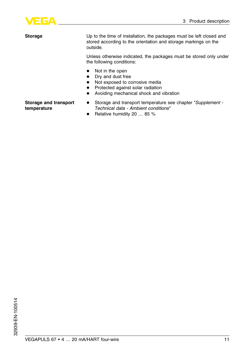 VEGA VEGAPULS 67 (≥ 2.0.0 - ≤ 3.8) 4 … 20 mA_HART four-wire User Manual | Page 11 / 60