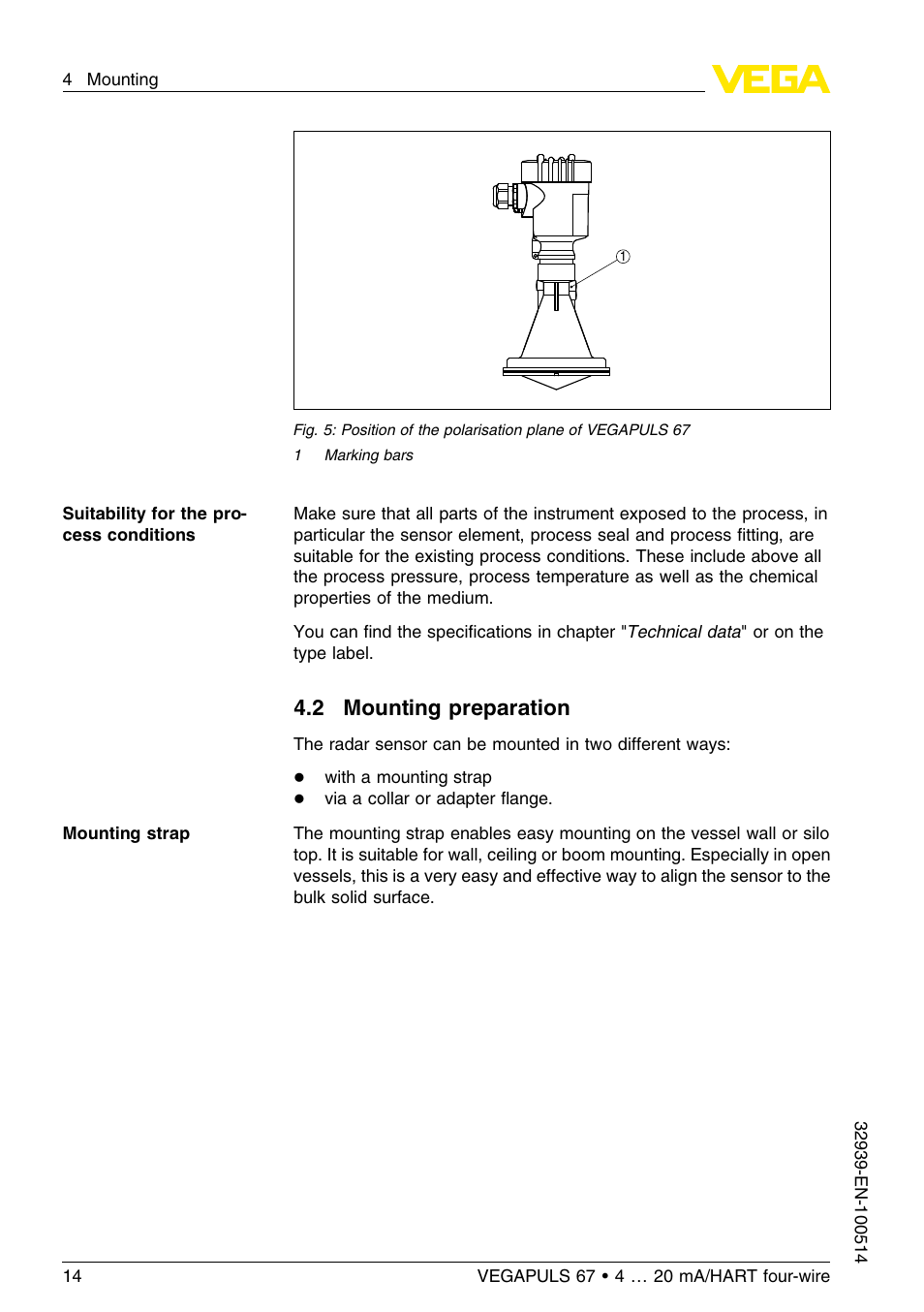 2 mounting preparation | VEGA VEGAPULS 67 (≥ 2.0.0 - ≤ 3.8) 4 … 20 mA_HART four-wire User Manual | Page 14 / 60