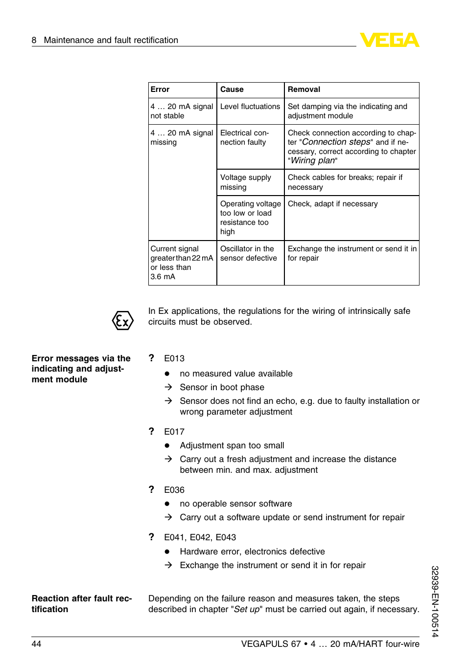 VEGA VEGAPULS 67 (≥ 2.0.0 - ≤ 3.8) 4 … 20 mA_HART four-wire User Manual | Page 44 / 60