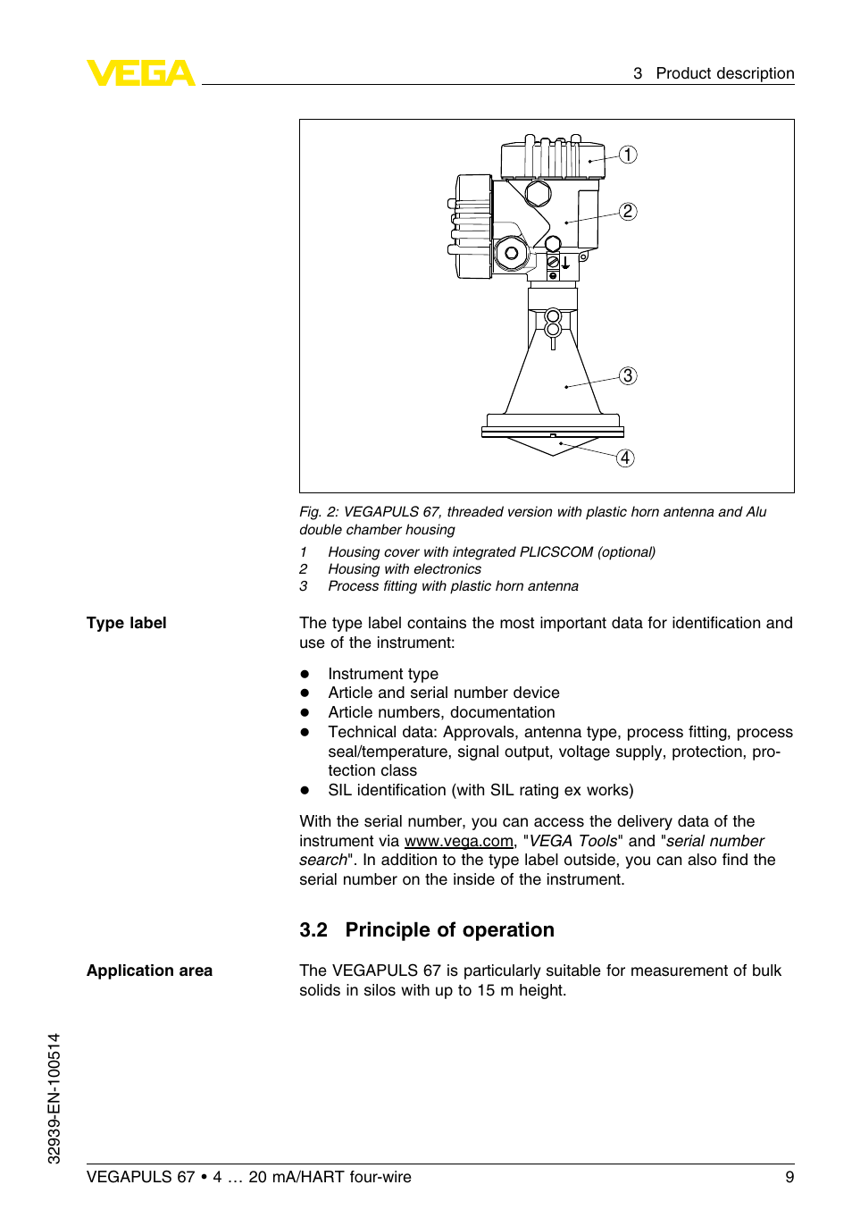 2 principle of operation | VEGA VEGAPULS 67 (≥ 2.0.0 - ≤ 3.8) 4 … 20 mA_HART four-wire User Manual | Page 9 / 60