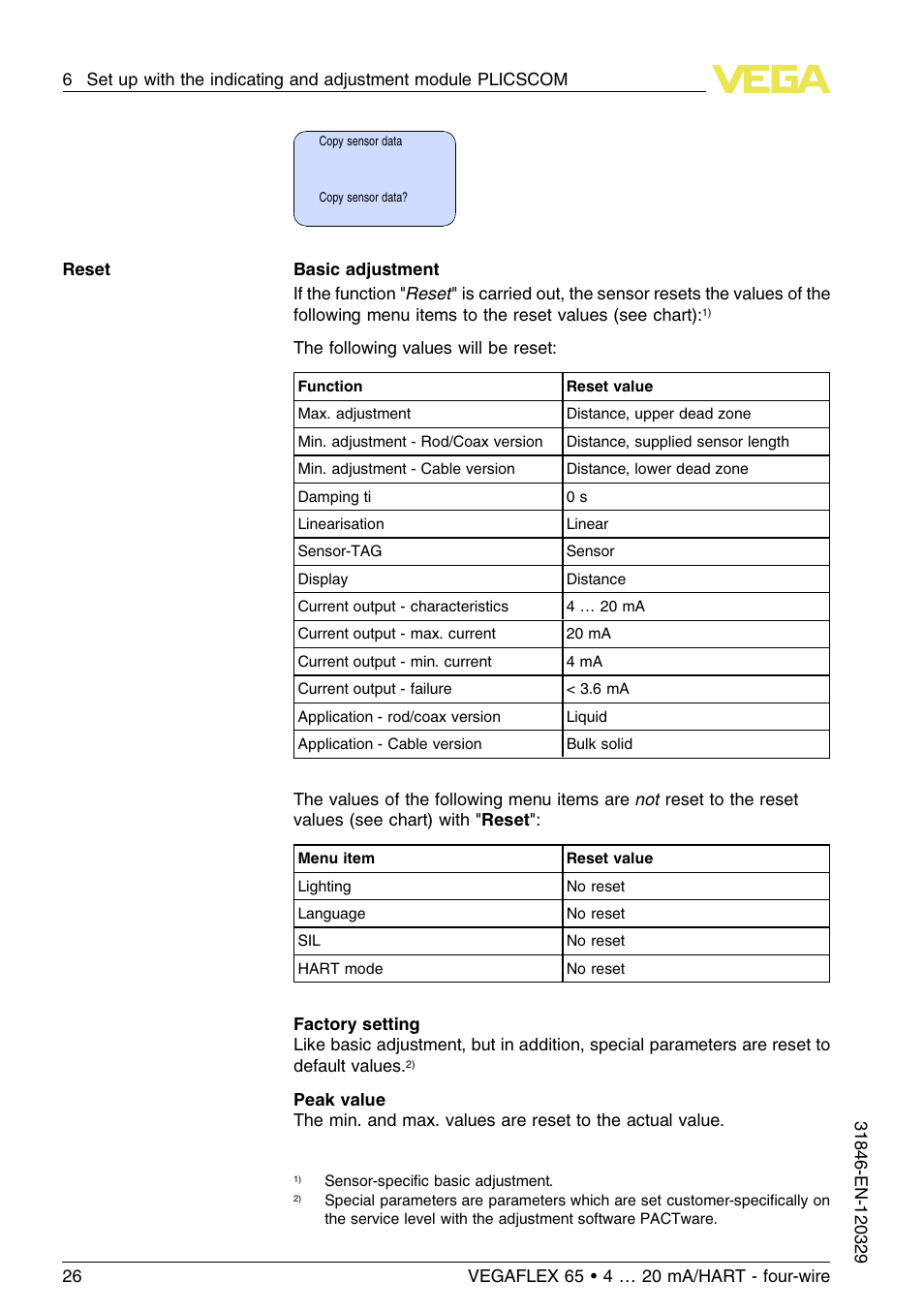 VEGA VEGAFLEX 65 4 … 20 mA_HART four-wire User Manual | Page 26 / 52