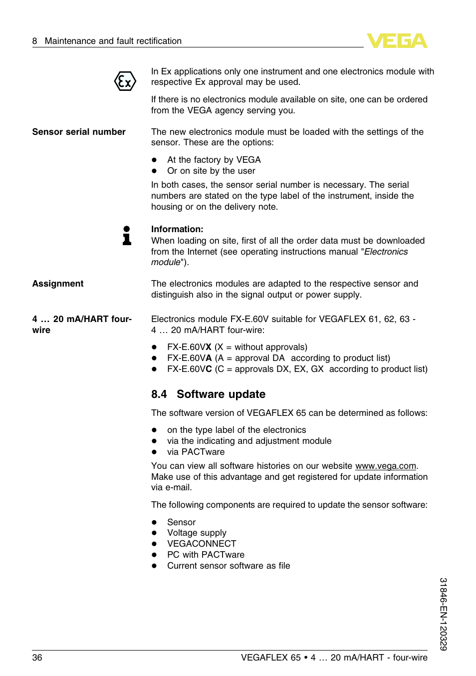 4 software update | VEGA VEGAFLEX 65 4 … 20 mA_HART four-wire User Manual | Page 36 / 52