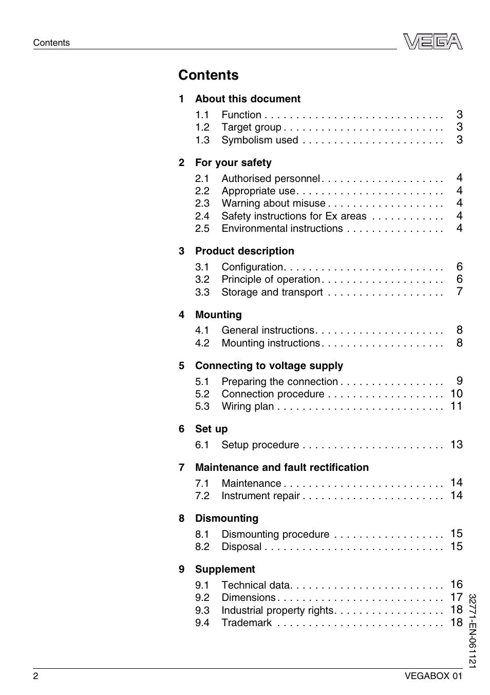 VEGA VEGABOX 01 User Manual | Page 2 / 20