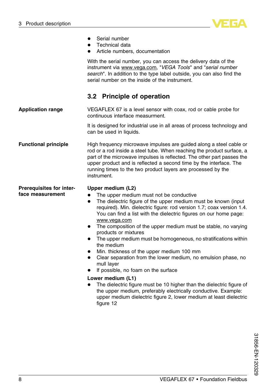 2 principle of operation | VEGA VEGAFLEX 67 (-40…+150°C) Foundation Fieldbus User Manual | Page 8 / 60