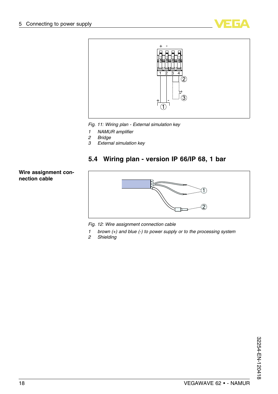 4 wiring plan – version ip66/ip68, 1bar | VEGA VEGAWAVE 62 - NAMUR User Manual | Page 18 / 40