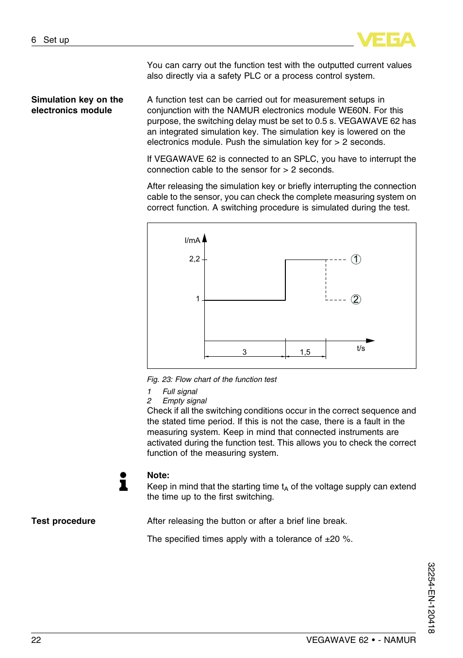 VEGA VEGAWAVE 62 - NAMUR User Manual | Page 22 / 40