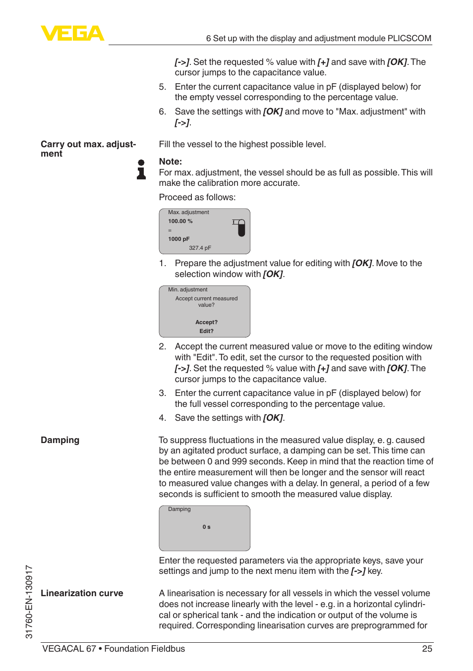 VEGA VEGACAL 67 Foundation Fieldbus User Manual | Page 25 / 48