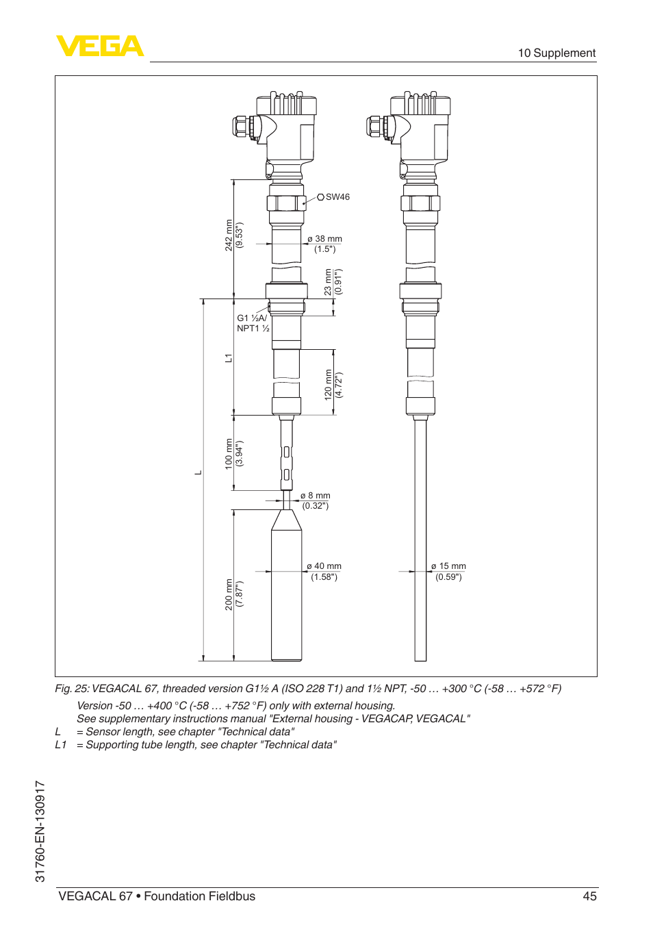 10 supplement | VEGA VEGACAL 67 Foundation Fieldbus User Manual | Page 45 / 48