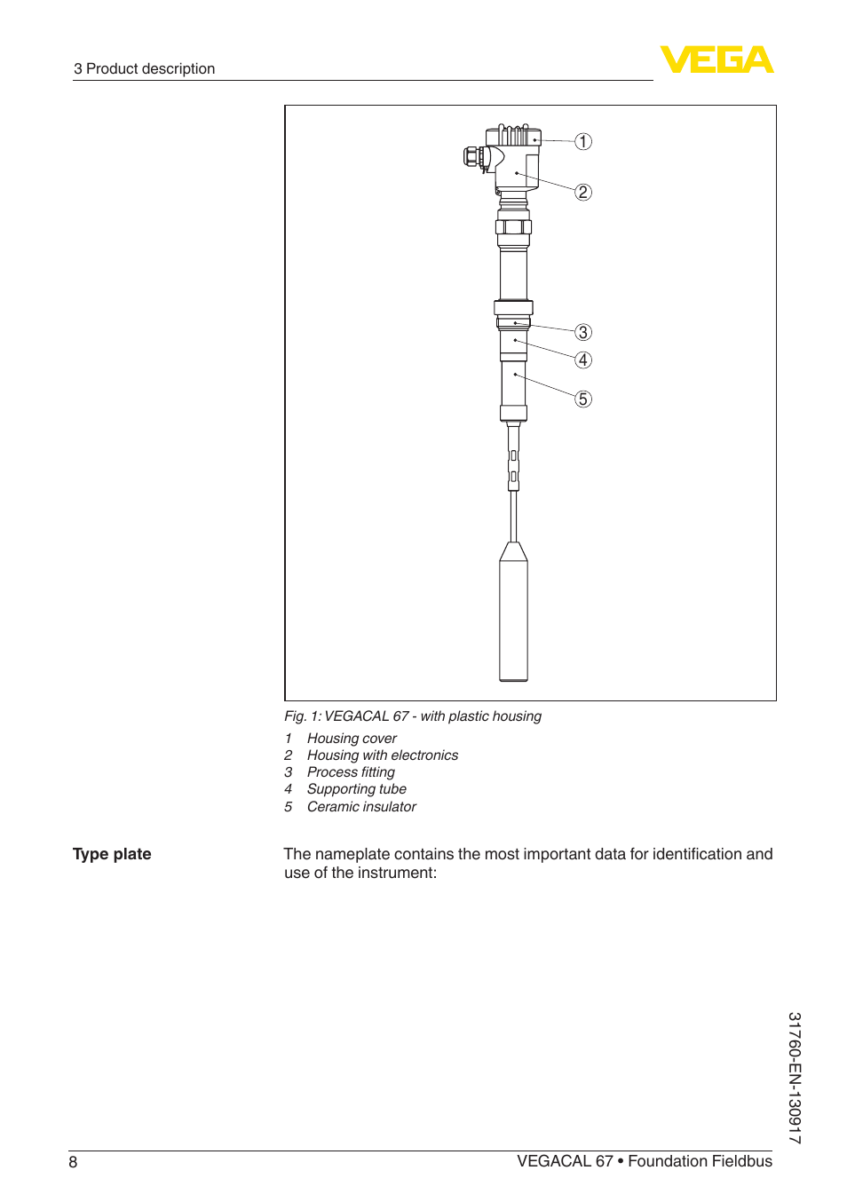 VEGA VEGACAL 67 Foundation Fieldbus User Manual | Page 8 / 48