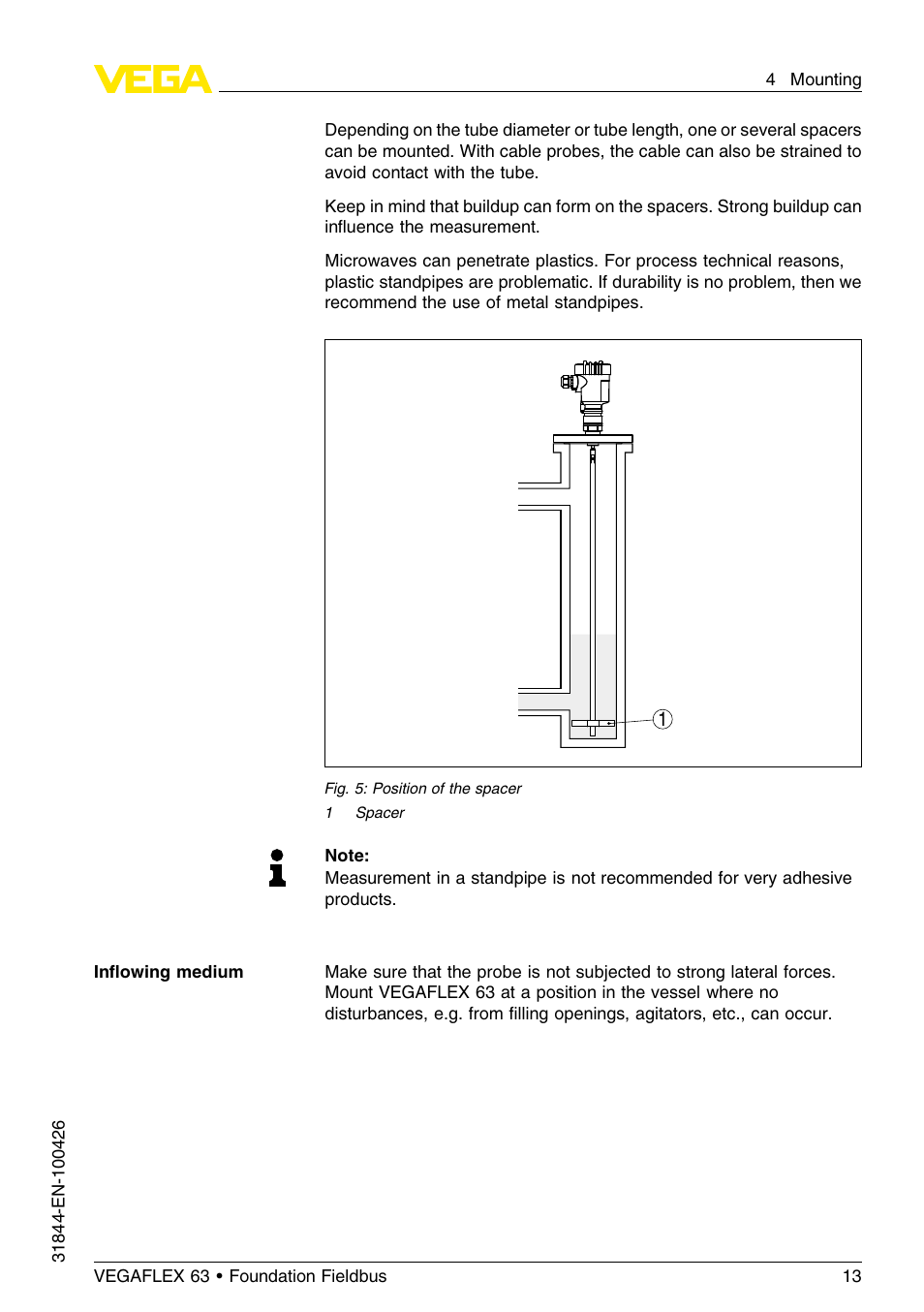 VEGA VEGAFLEX 63 Foundation Fieldbus User Manual | Page 13 / 60