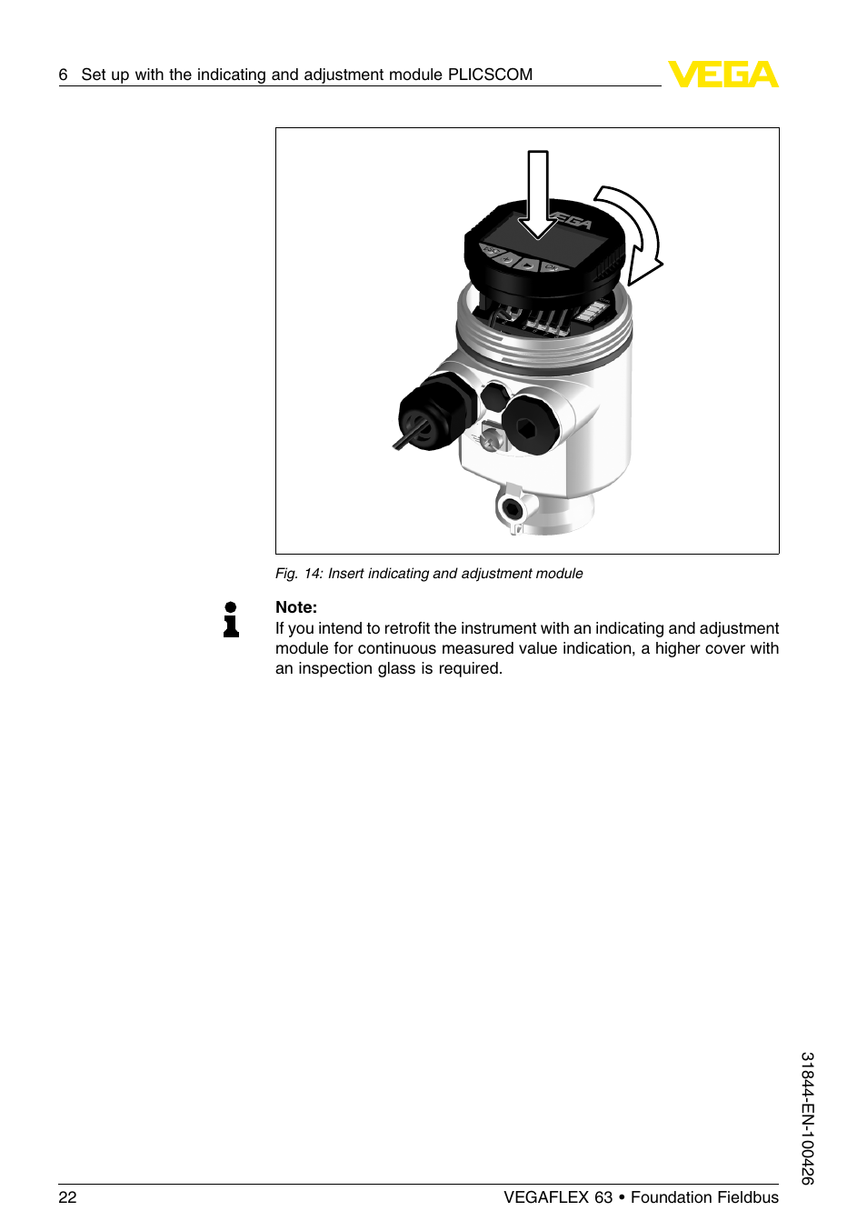 VEGA VEGAFLEX 63 Foundation Fieldbus User Manual | Page 22 / 60