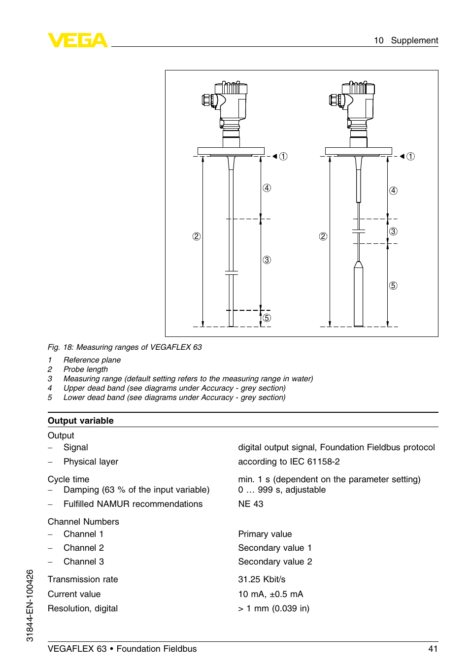 VEGA VEGAFLEX 63 Foundation Fieldbus User Manual | Page 41 / 60