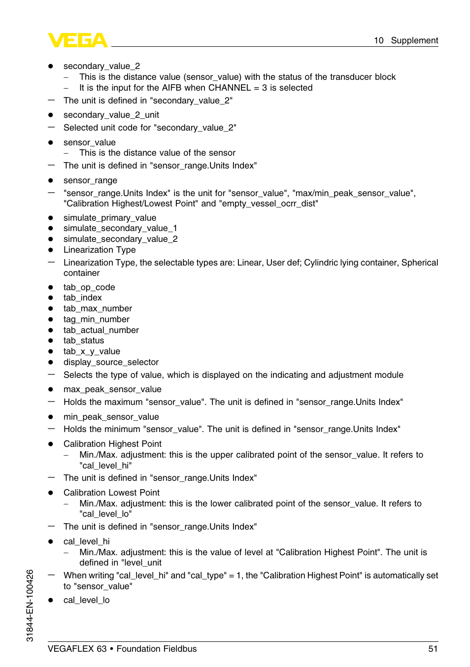 VEGA VEGAFLEX 63 Foundation Fieldbus User Manual | Page 51 / 60