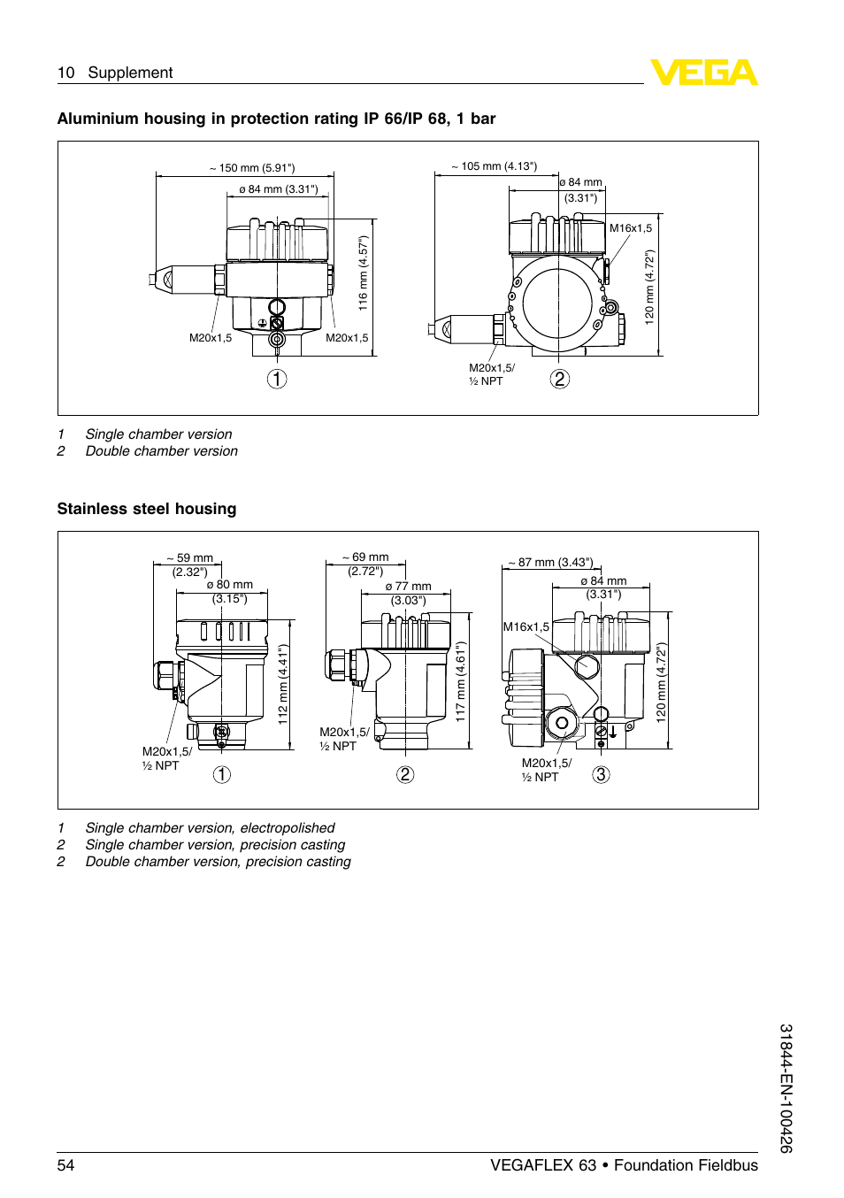 VEGA VEGAFLEX 63 Foundation Fieldbus User Manual | Page 54 / 60