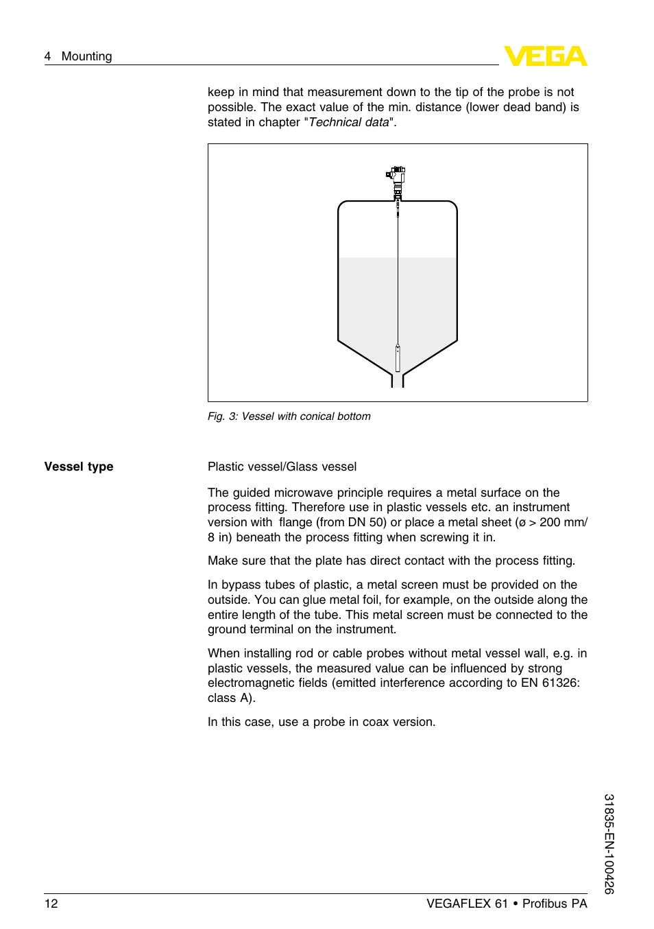 VEGA VEGAFLEX 61 Profibus PA User Manual | Page 12 / 64