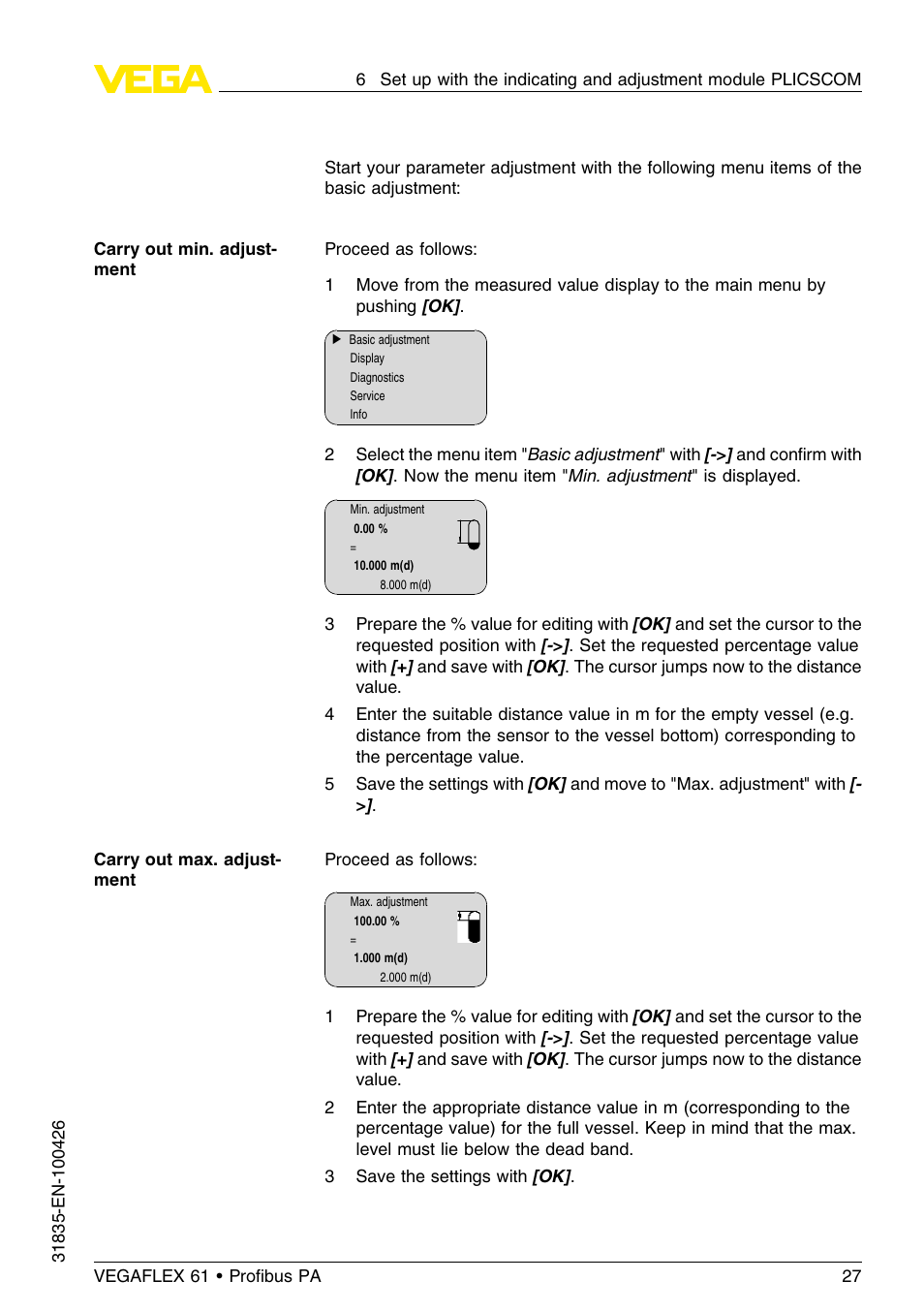 VEGA VEGAFLEX 61 Profibus PA User Manual | Page 27 / 64