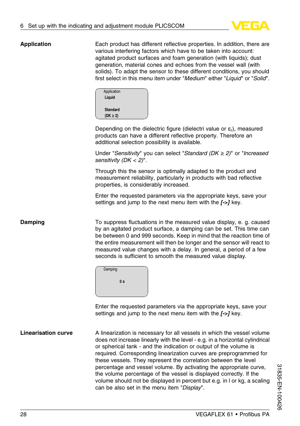 VEGA VEGAFLEX 61 Profibus PA User Manual | Page 28 / 64