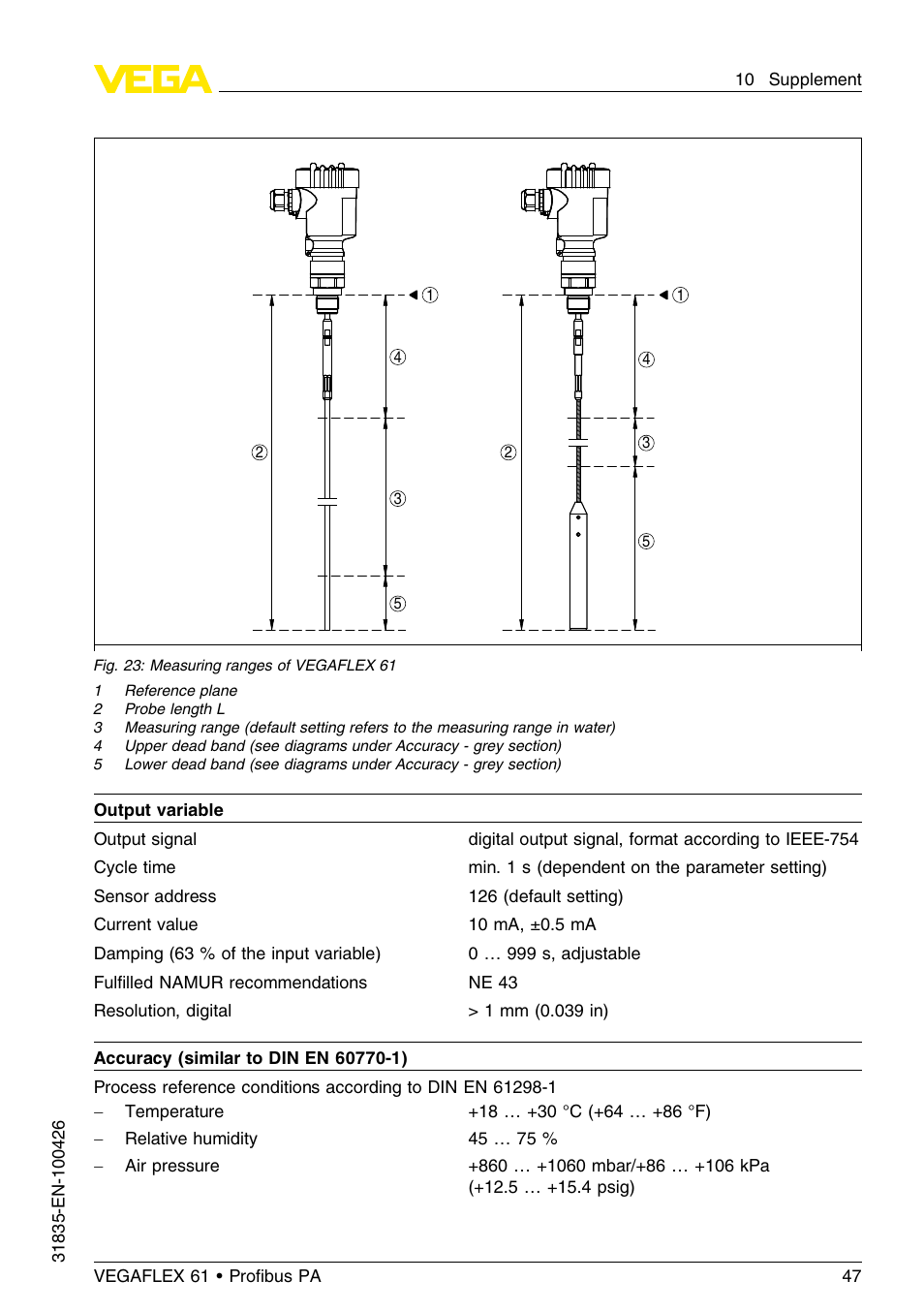 VEGA VEGAFLEX 61 Profibus PA User Manual | Page 47 / 64