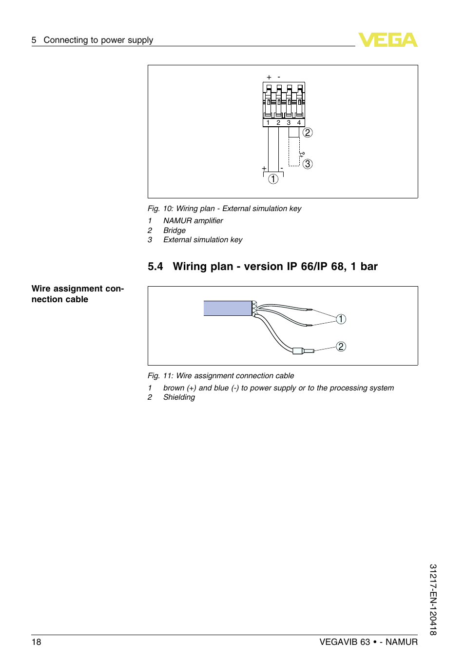 4 wiring plan – version ip66/ip68, 1bar | VEGA VEGAVIB 63 - NAMUR User Manual | Page 18 / 40