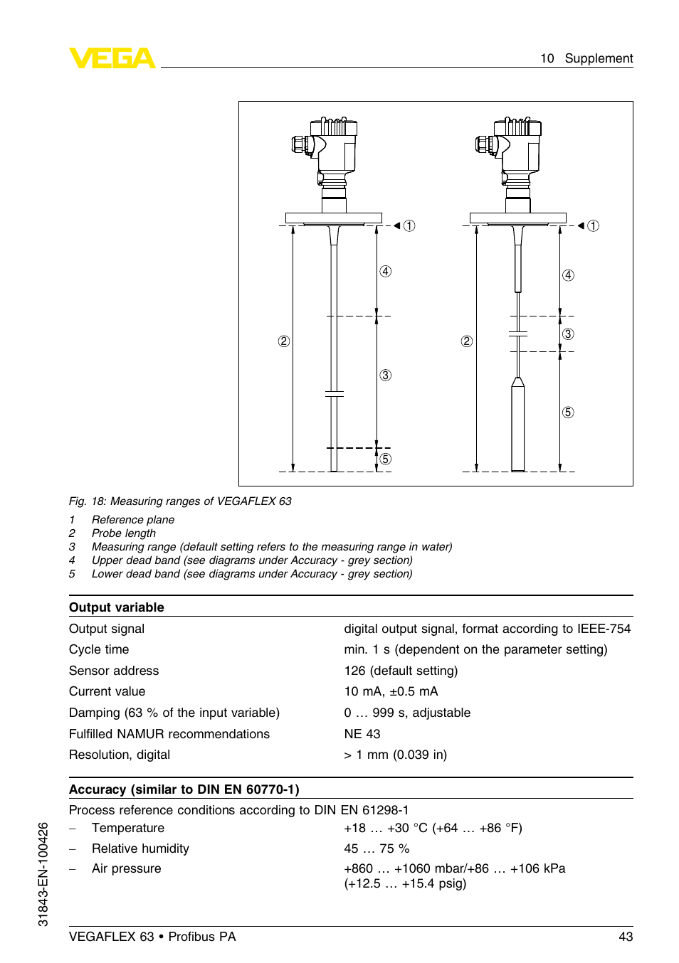 VEGA VEGAFLEX 63 Profibus PA User Manual | Page 43 / 60