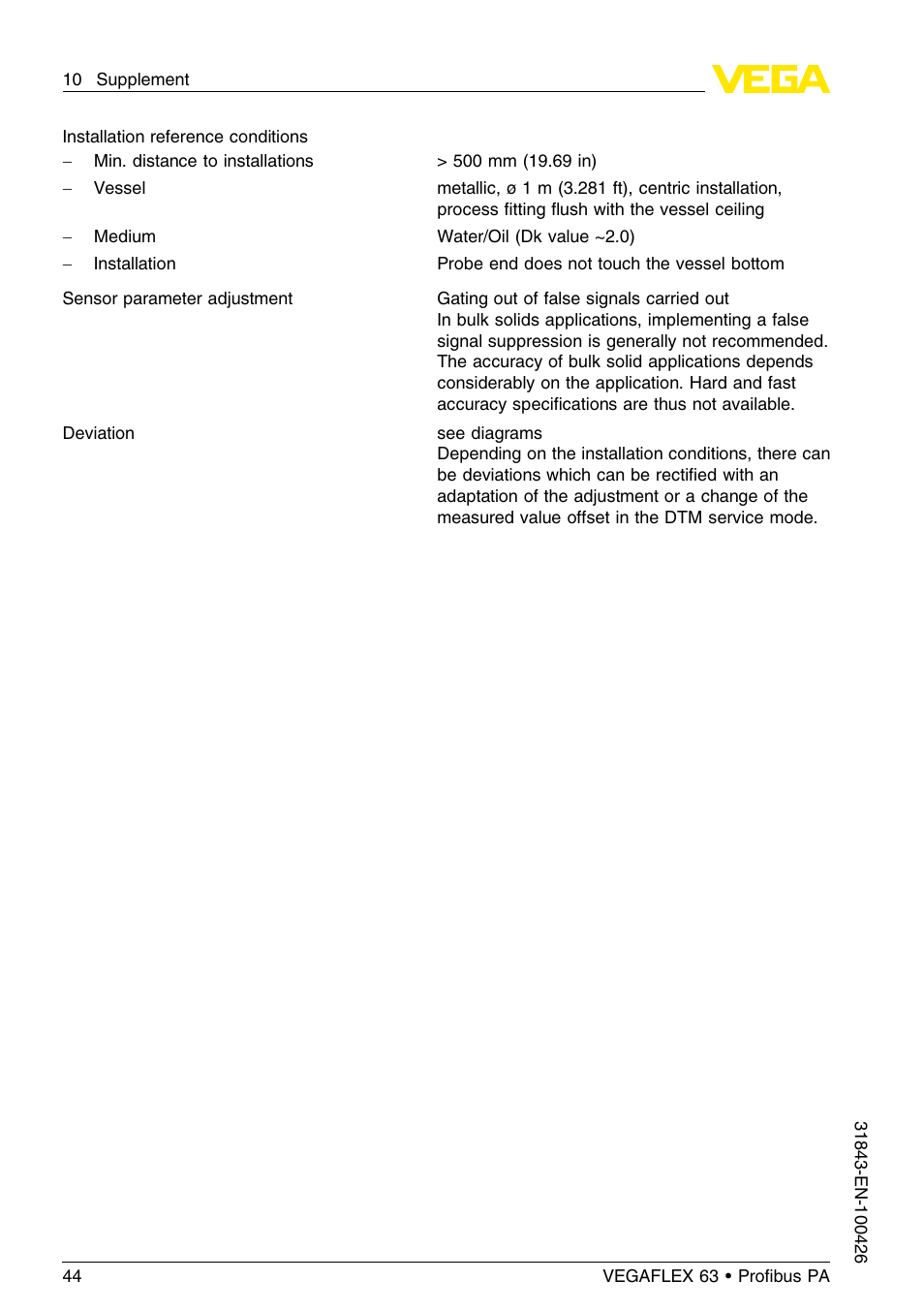 VEGA VEGAFLEX 63 Profibus PA User Manual | Page 44 / 60