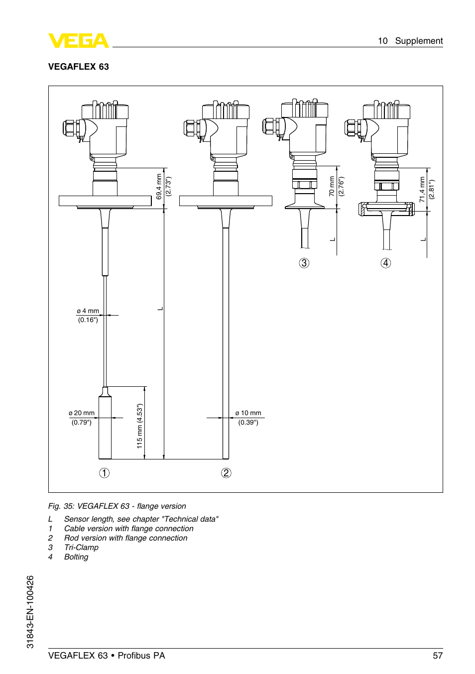 VEGA VEGAFLEX 63 Profibus PA User Manual | Page 57 / 60