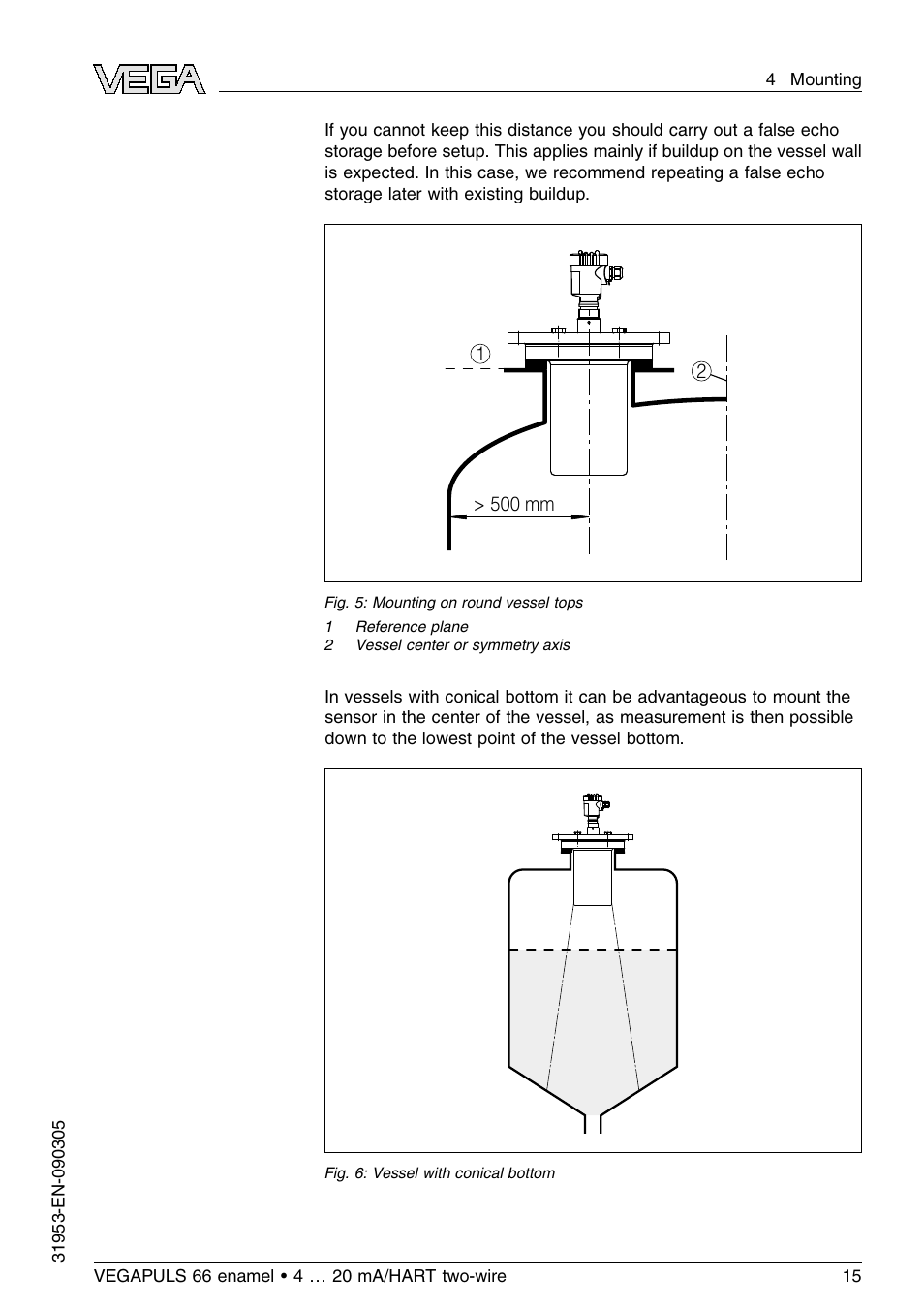 VEGA VEGAPULS 66 (≥ 2.0.0 - ≤ 3.8) enamel 4 … 20 mA_HART two-wire User Manual | Page 15 / 64