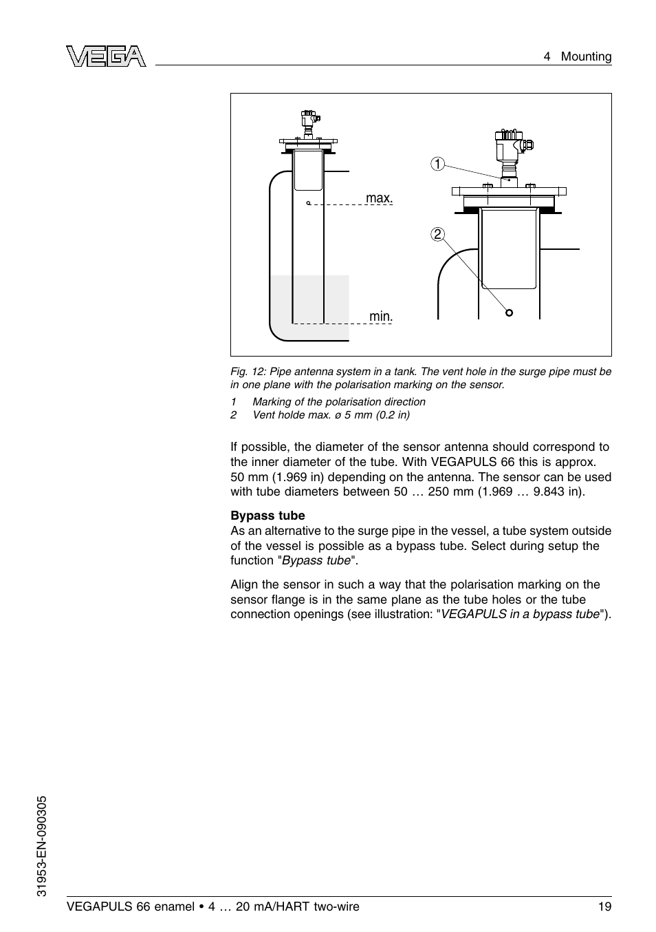 VEGA VEGAPULS 66 (≥ 2.0.0 - ≤ 3.8) enamel 4 … 20 mA_HART two-wire User Manual | Page 19 / 64