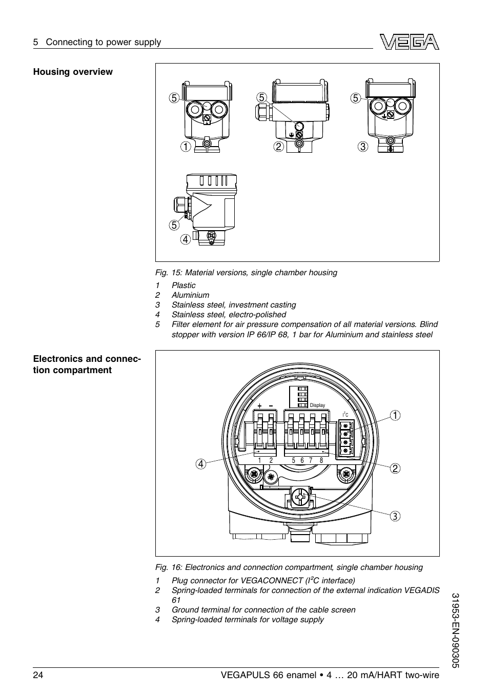 VEGA VEGAPULS 66 (≥ 2.0.0 - ≤ 3.8) enamel 4 … 20 mA_HART two-wire User Manual | Page 24 / 64