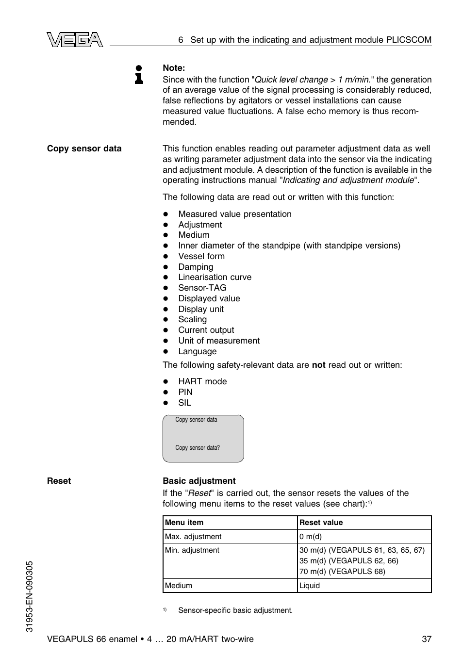 VEGA VEGAPULS 66 (≥ 2.0.0 - ≤ 3.8) enamel 4 … 20 mA_HART two-wire User Manual | Page 37 / 64
