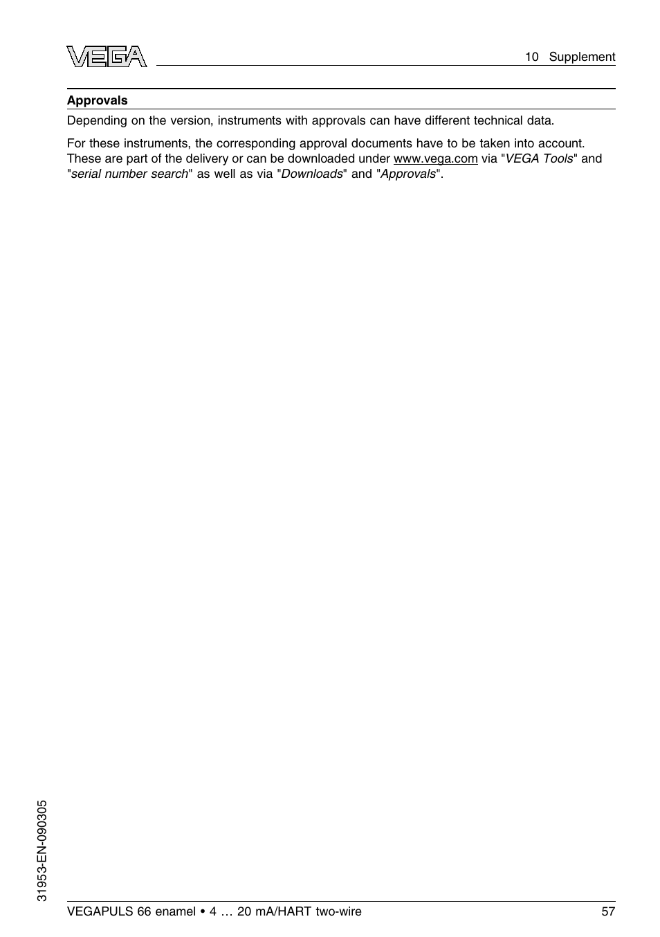 VEGA VEGAPULS 66 (≥ 2.0.0 - ≤ 3.8) enamel 4 … 20 mA_HART two-wire User Manual | Page 57 / 64