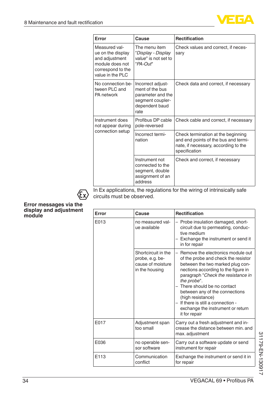 VEGA VEGACAL 69 Profibus PA User Manual | Page 34 / 48