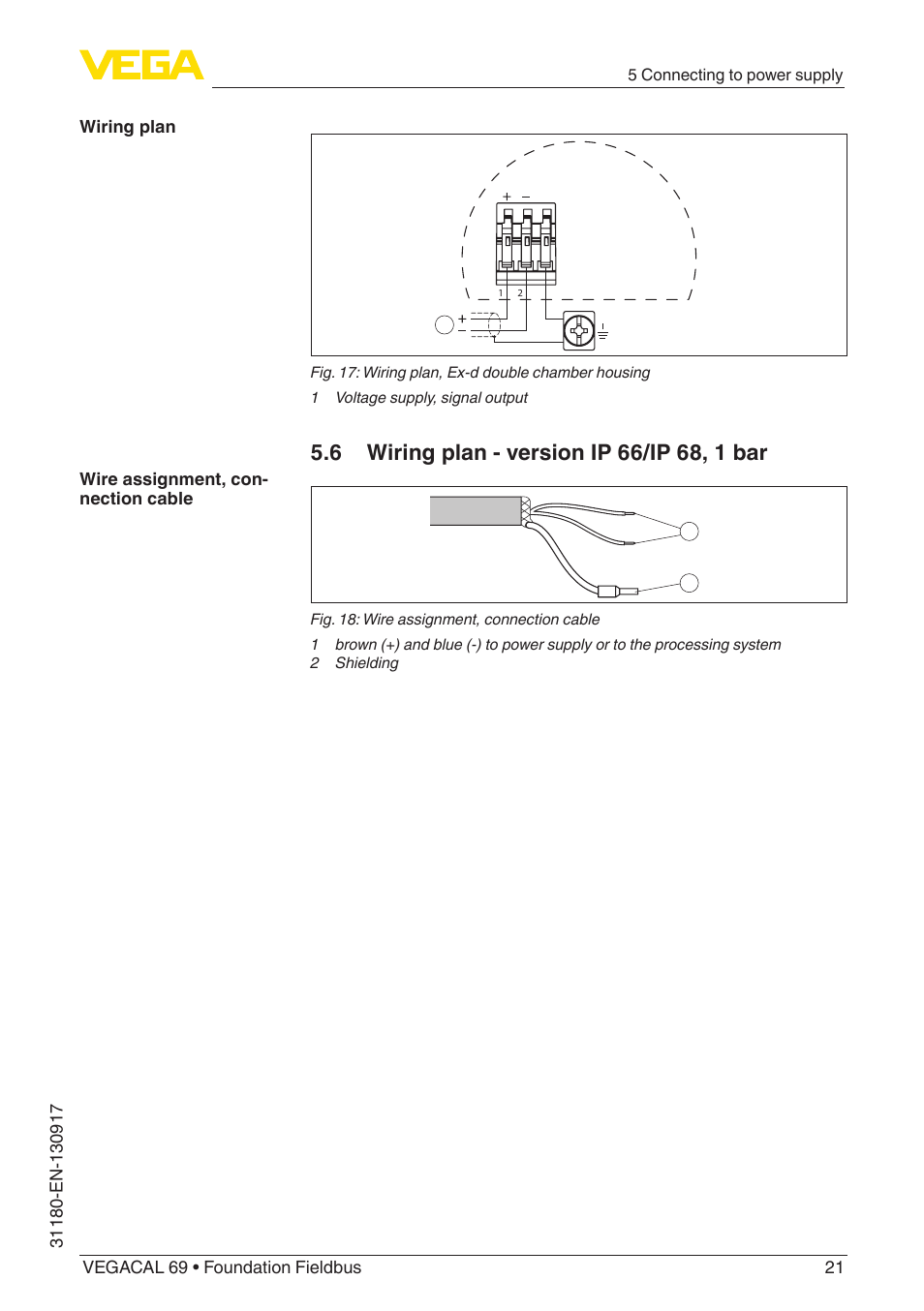 VEGA VEGACAL 69 Foundation Fieldbus User Manual | Page 21 / 48