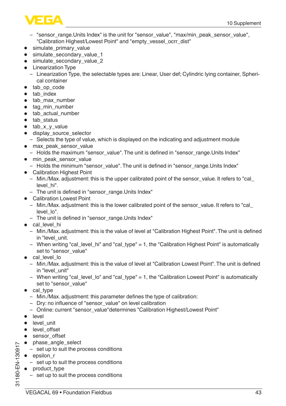 VEGA VEGACAL 69 Foundation Fieldbus User Manual | Page 43 / 48