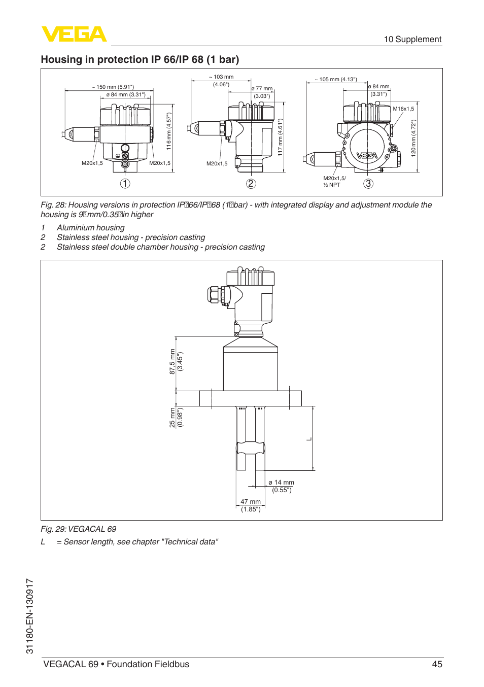 10 supplement | VEGA VEGACAL 69 Foundation Fieldbus User Manual | Page 45 / 48