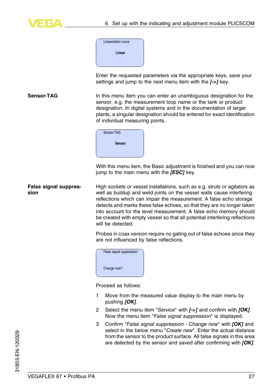 VEGA VEGAFLEX 67 (-40…+150°C) Profibus PA User Manual | Page 27 / 64