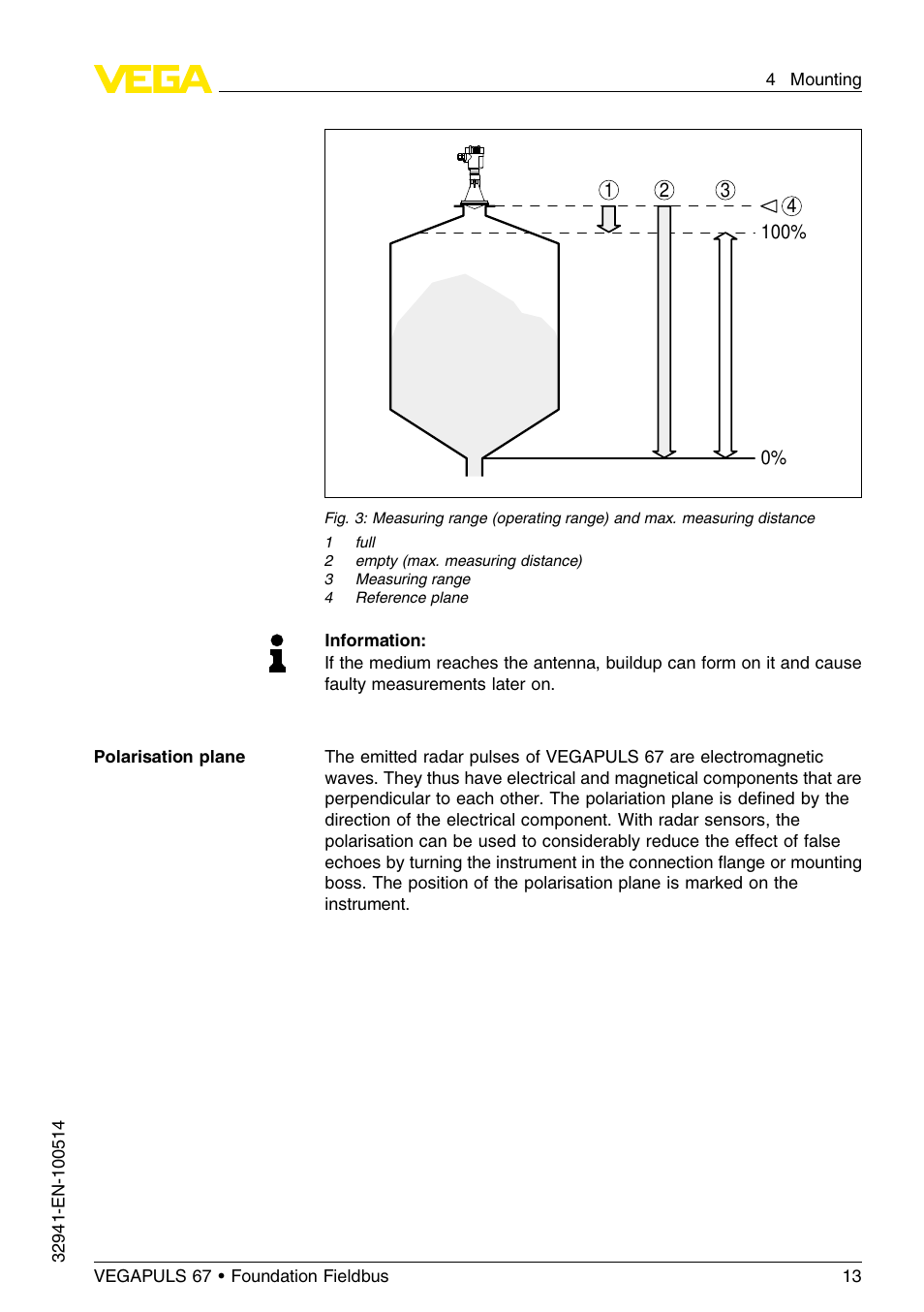 VEGA VEGAPULS 67 (≥ 2.0.0 - ≤ 3.8) Foundation Fieldbus User Manual | Page 13 / 72
