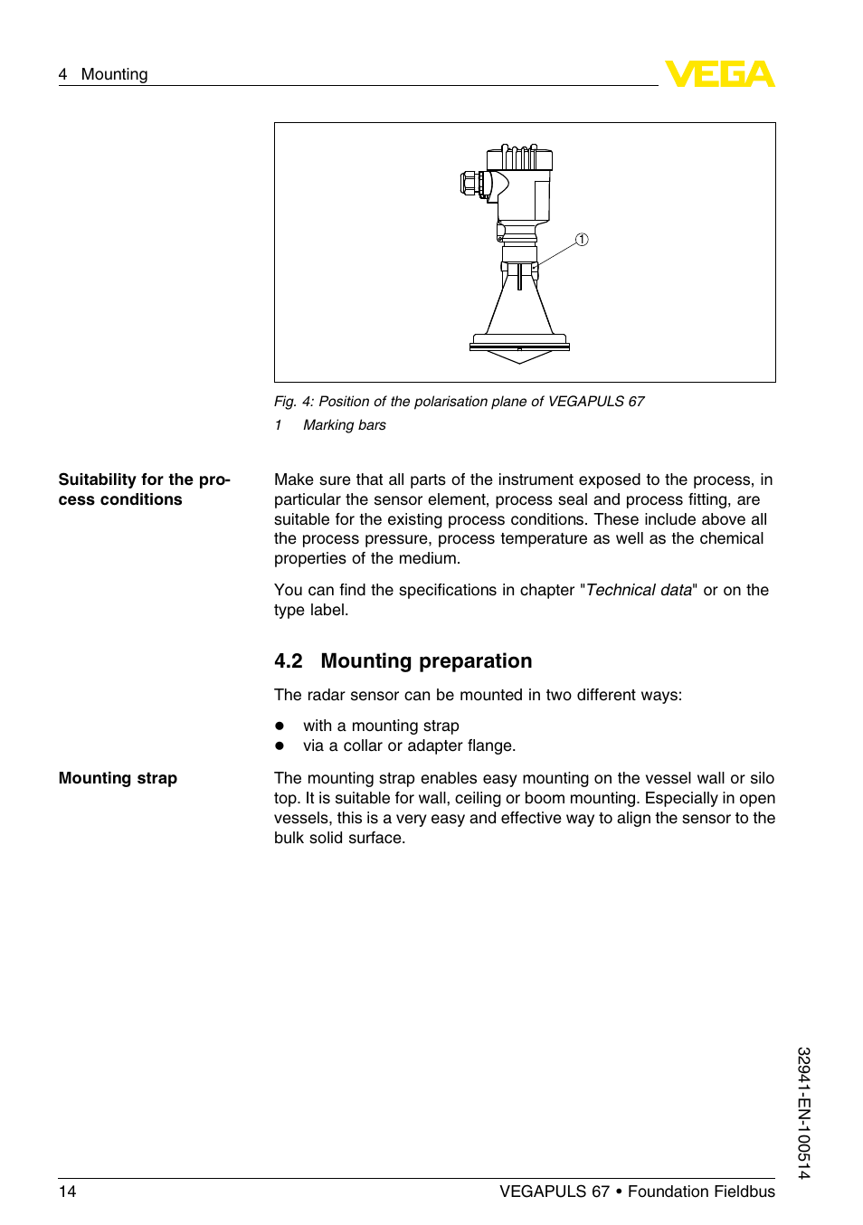 2 mounting preparation | VEGA VEGAPULS 67 (≥ 2.0.0 - ≤ 3.8) Foundation Fieldbus User Manual | Page 14 / 72