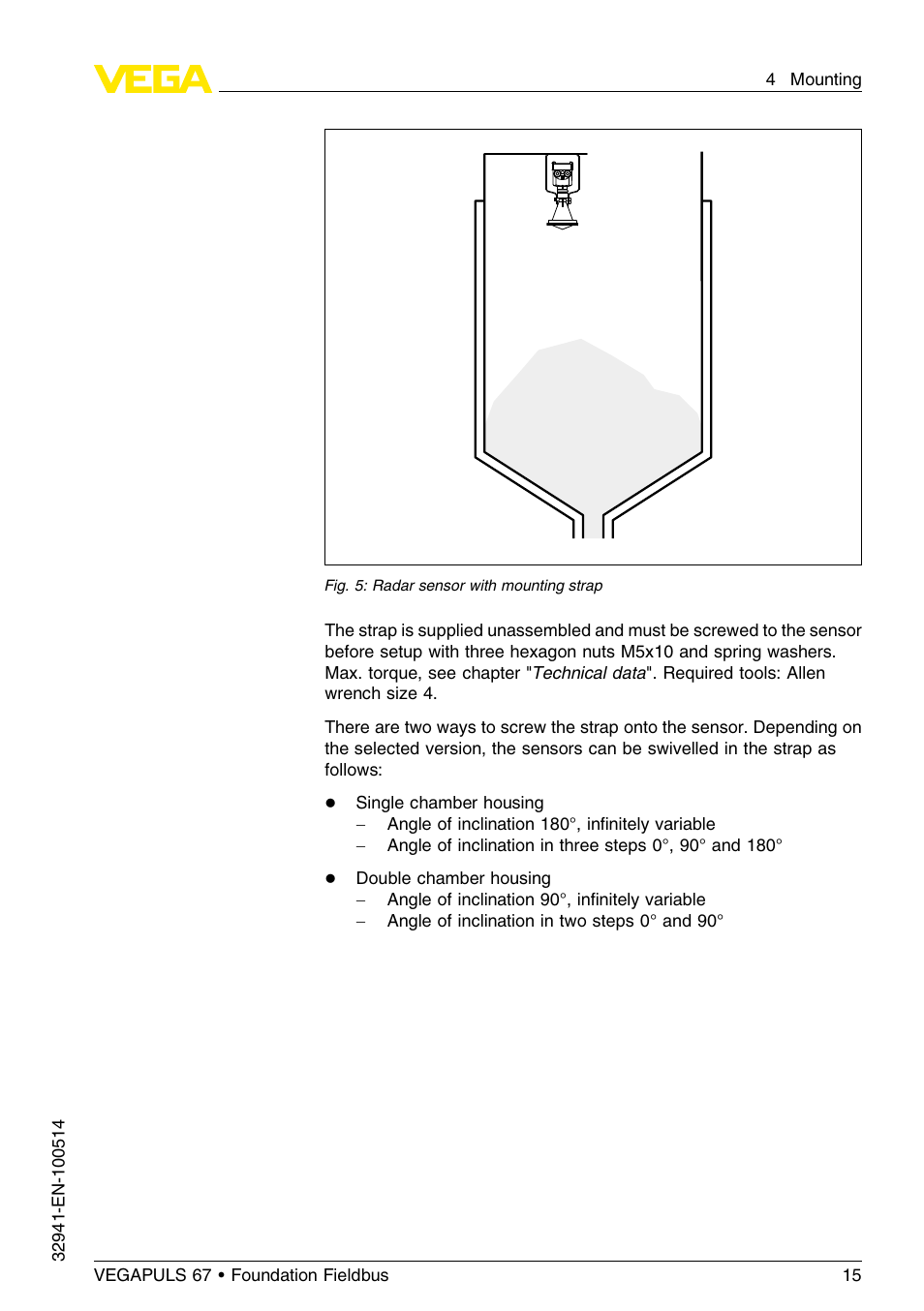 VEGA VEGAPULS 67 (≥ 2.0.0 - ≤ 3.8) Foundation Fieldbus User Manual | Page 15 / 72