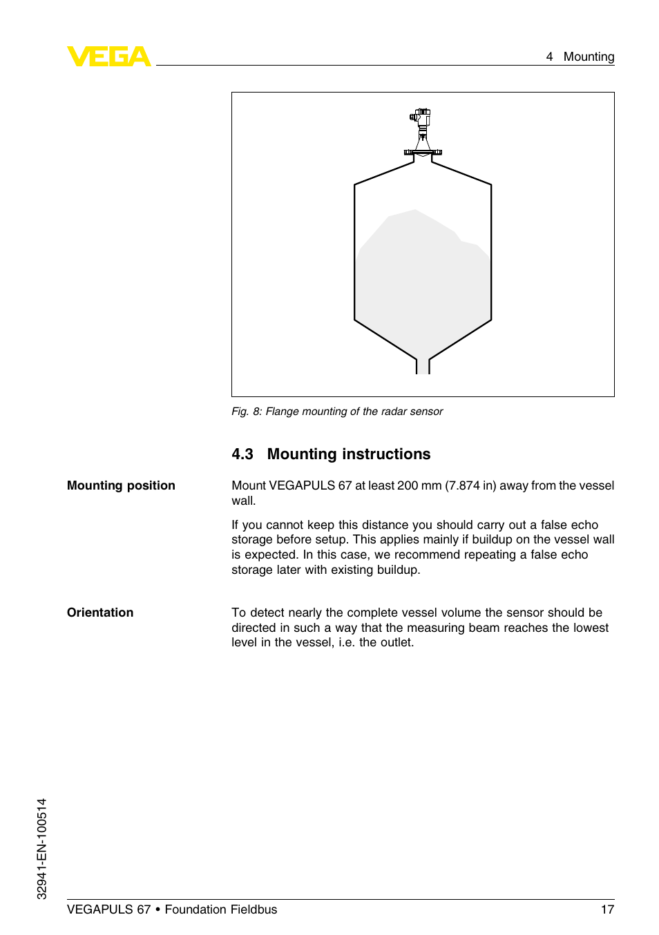 3 mounting instructions | VEGA VEGAPULS 67 (≥ 2.0.0 - ≤ 3.8) Foundation Fieldbus User Manual | Page 17 / 72