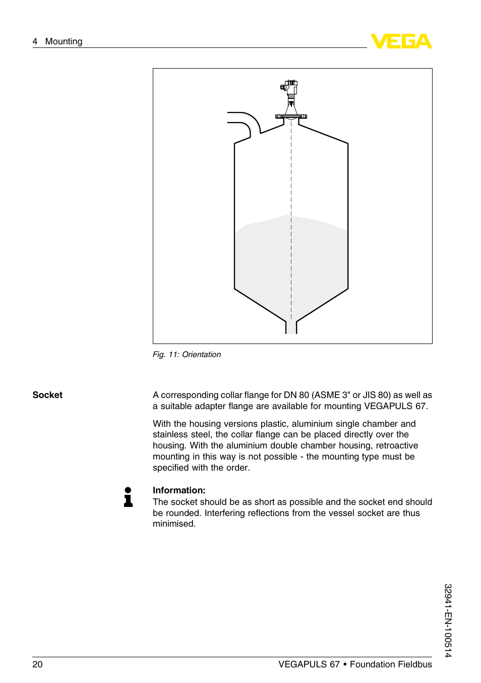 VEGA VEGAPULS 67 (≥ 2.0.0 - ≤ 3.8) Foundation Fieldbus User Manual | Page 20 / 72