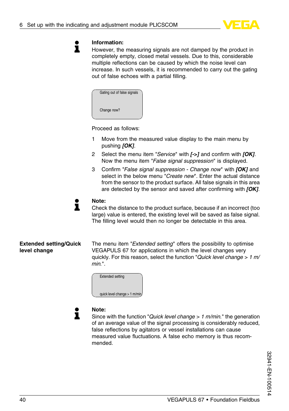 VEGA VEGAPULS 67 (≥ 2.0.0 - ≤ 3.8) Foundation Fieldbus User Manual | Page 40 / 72