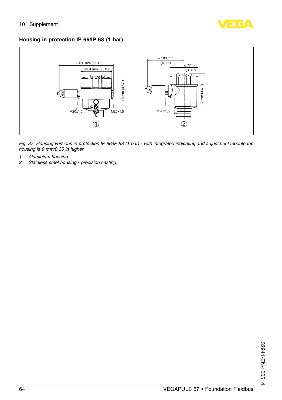 VEGA VEGAPULS 67 (≥ 2.0.0 - ≤ 3.8) Foundation Fieldbus User Manual | Page 64 / 72