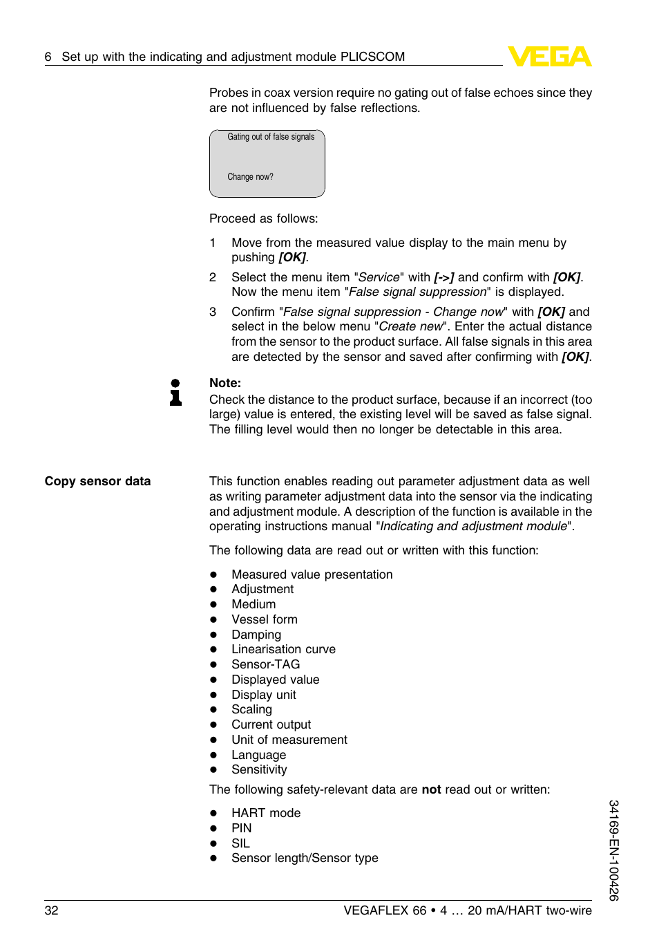 VEGA VEGAFLEX 66 (-20…+250°C) 4 … 20 mA_HART two-wire User Manual | Page 32 / 64
