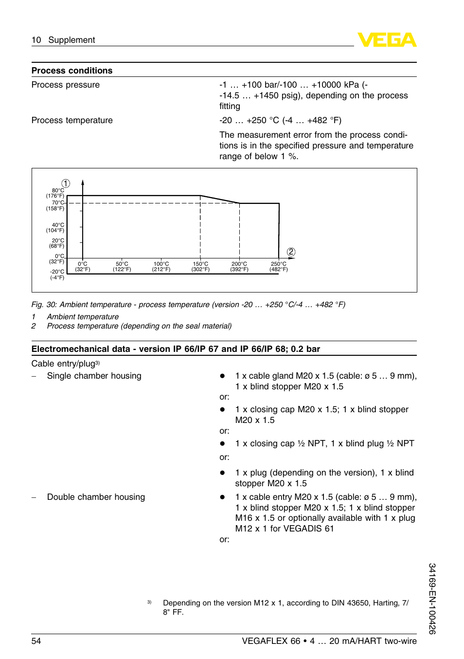 VEGA VEGAFLEX 66 (-20…+250°C) 4 … 20 mA_HART two-wire User Manual | Page 54 / 64