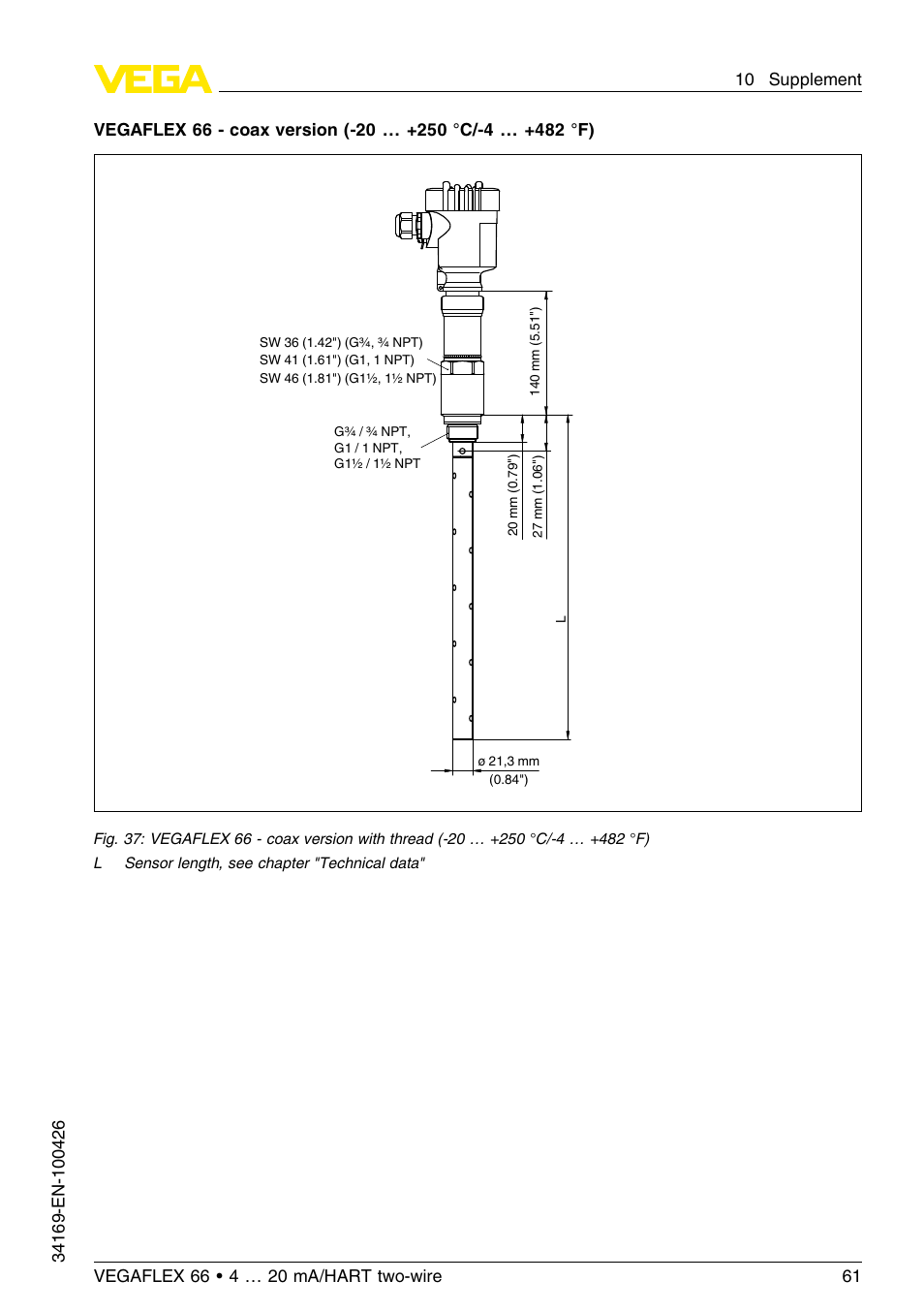 VEGA VEGAFLEX 66 (-20…+250°C) 4 … 20 mA_HART two-wire User Manual | Page 61 / 64