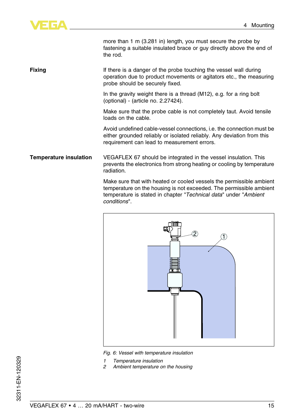 VEGA VEGAFLEX 67 (-200…+400°C) 4 … 20 mA_HART two-wire User Manual | Page 15 / 64